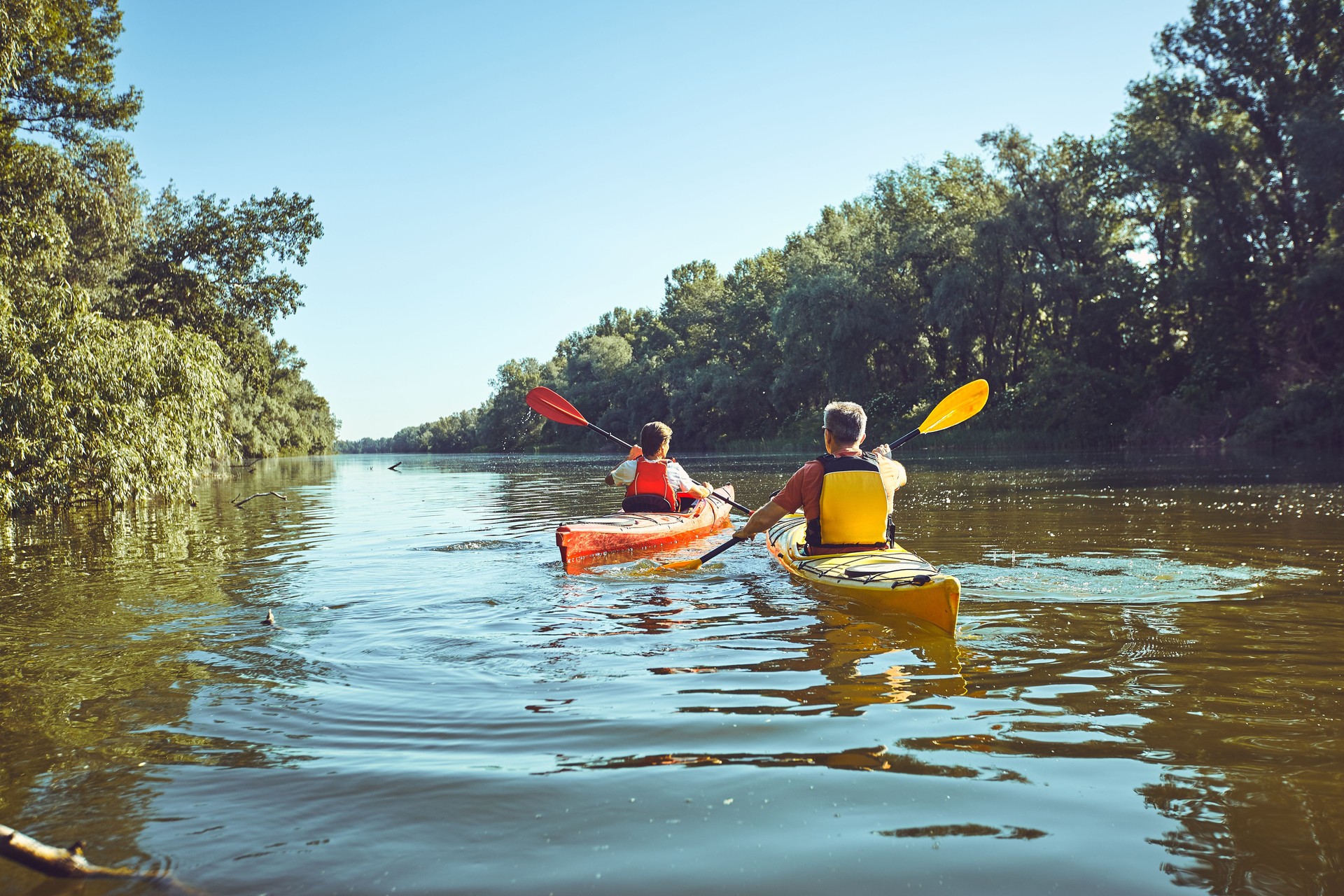 A canoe trip on the murray river in the summer.